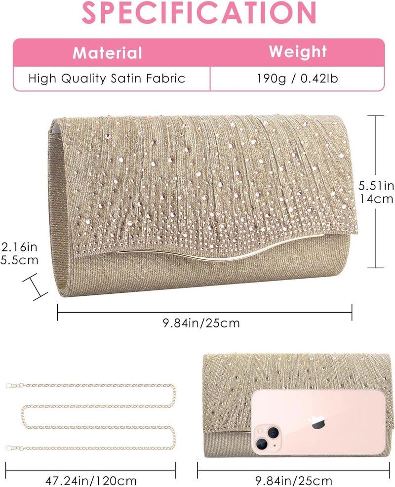 TINDTOP Clutch Purses for Women, Formal Evening Bags Suede Shoulder Envelope Party Handbags Wedding Cocktail Prom Clutches - Image 2
